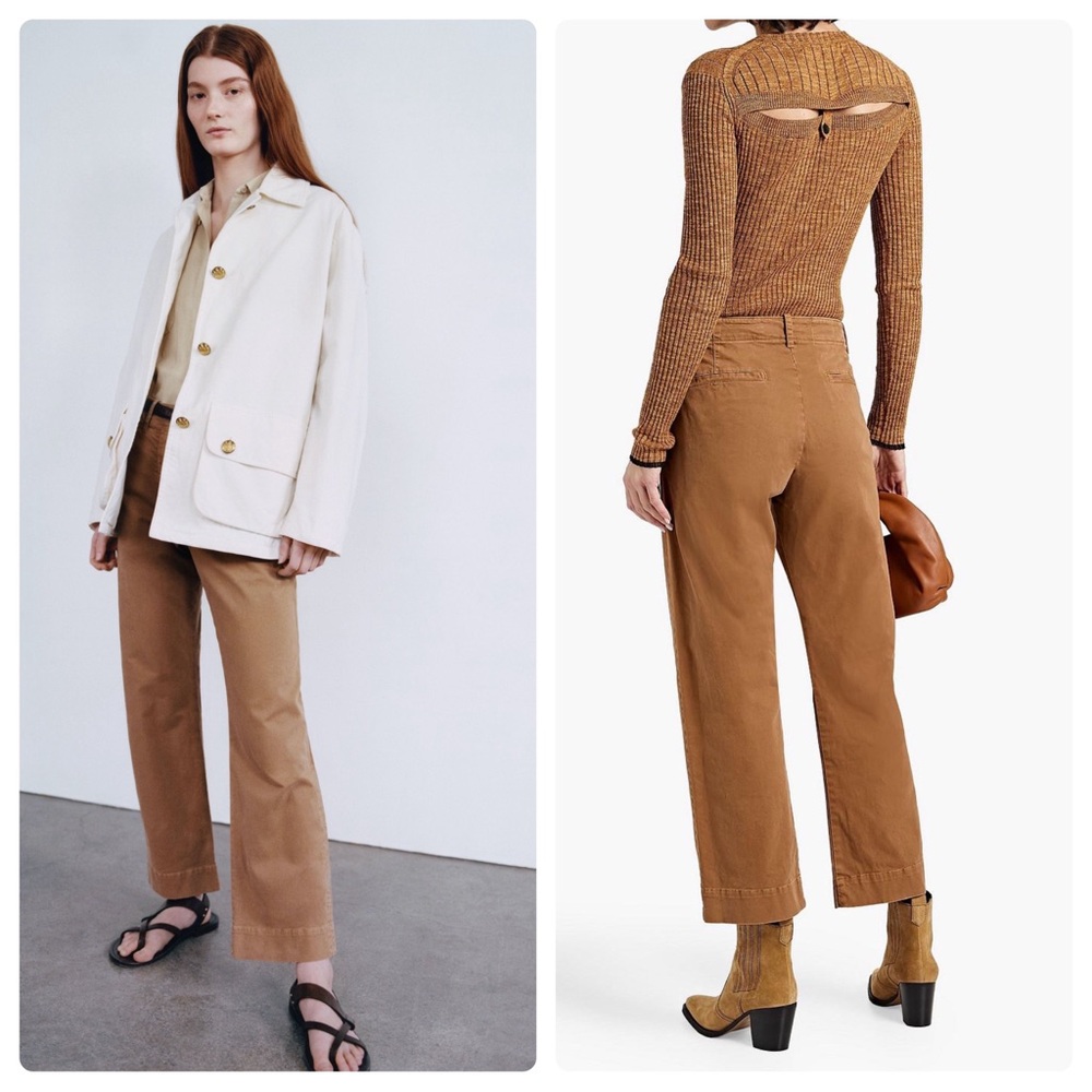 Nili Lotan Tomboy Wide Cuff Pants Brown Tan Size 6